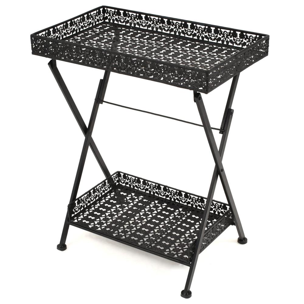 vidaXL Folding Tea Table Vintage Style Metal 22.8"x13.8"x28.3" Black, 245941