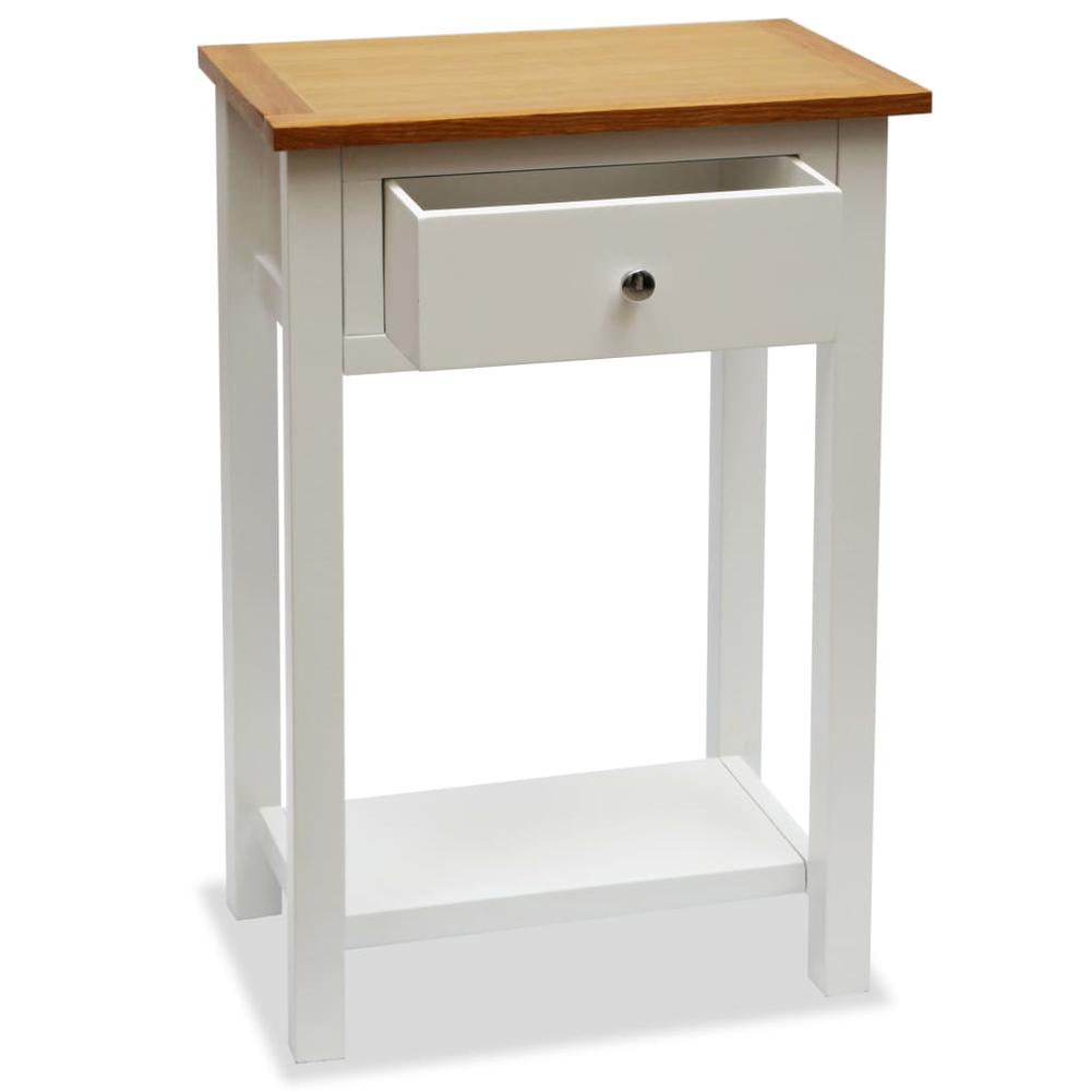 vidaXL End Table 19.7"x12.6"x29.5" Solid Oak Wood, 247048