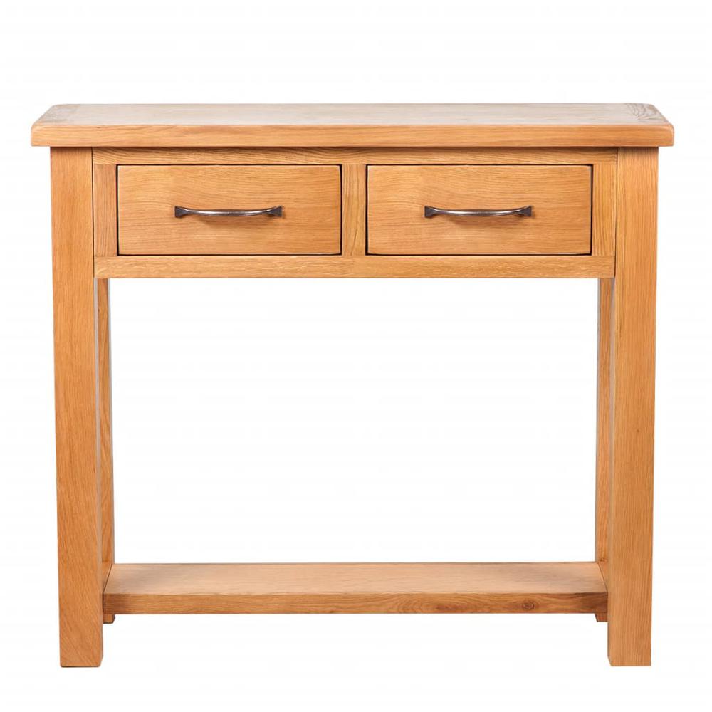 vidaXL Console Table with 2 Drawers Solid Oak Wood 32.7"x11.8"x28.7", 241675