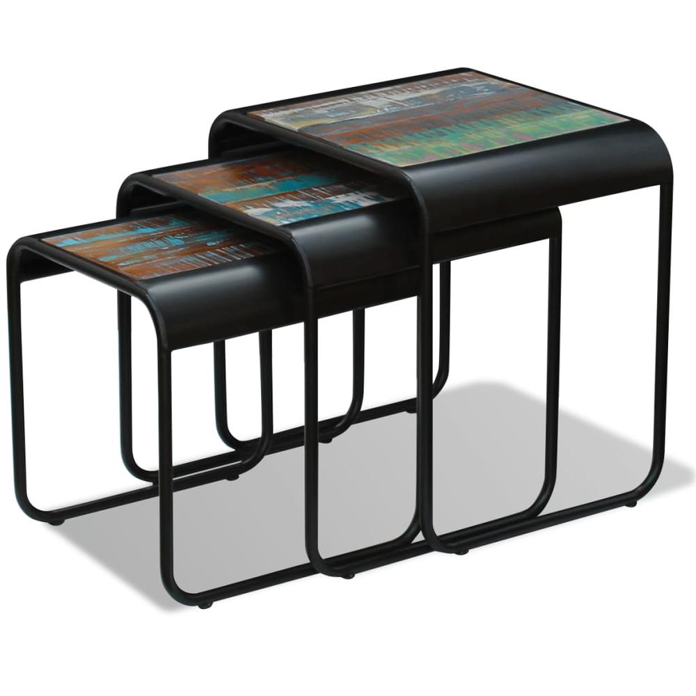 vidaXL Three Piece Nesting Tables Solid Reclaimed Wood, 243286