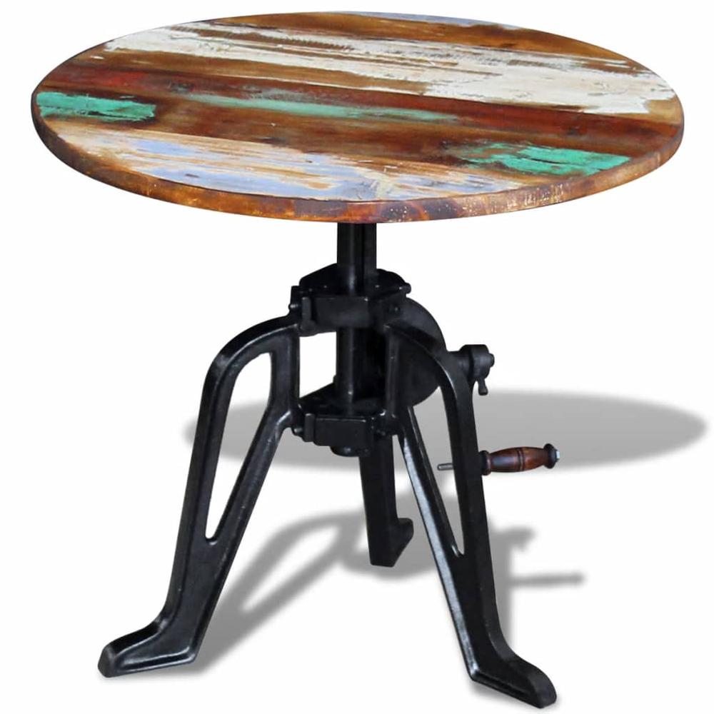 vidaXL Side Table Solid Reclaimed Wood Cast Iron 23.6"x(16.5"-24.8"), 243296
