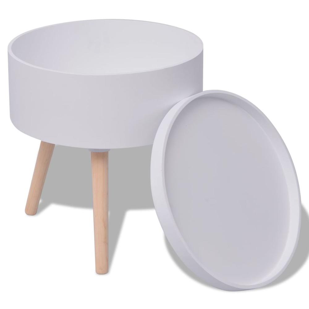 vidaXL Side Table with Serving Tray Round 15.6"x17.5" White, 243402