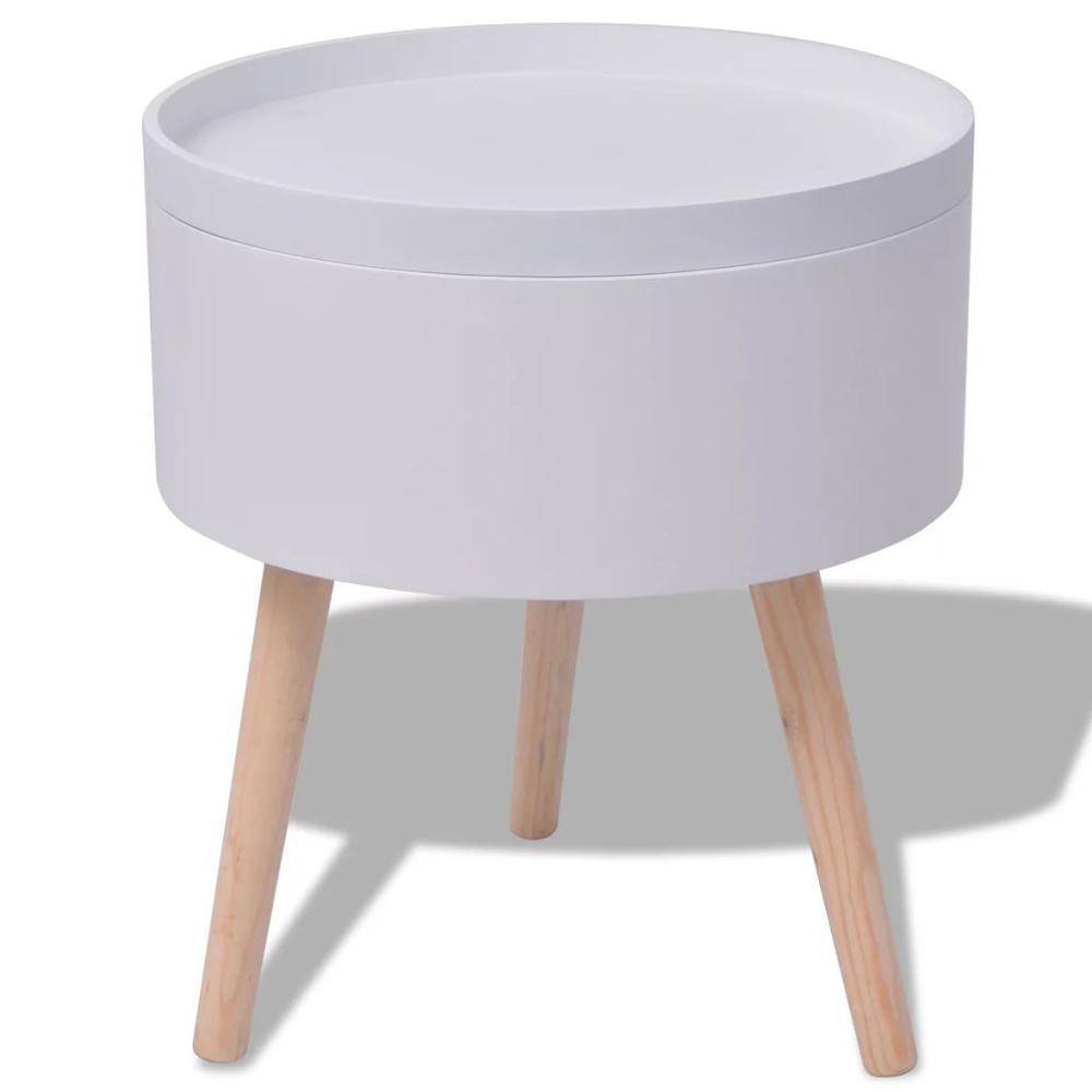 vidaXL Side Table with Serving Tray Round 15.6"x17.5" White, 243402