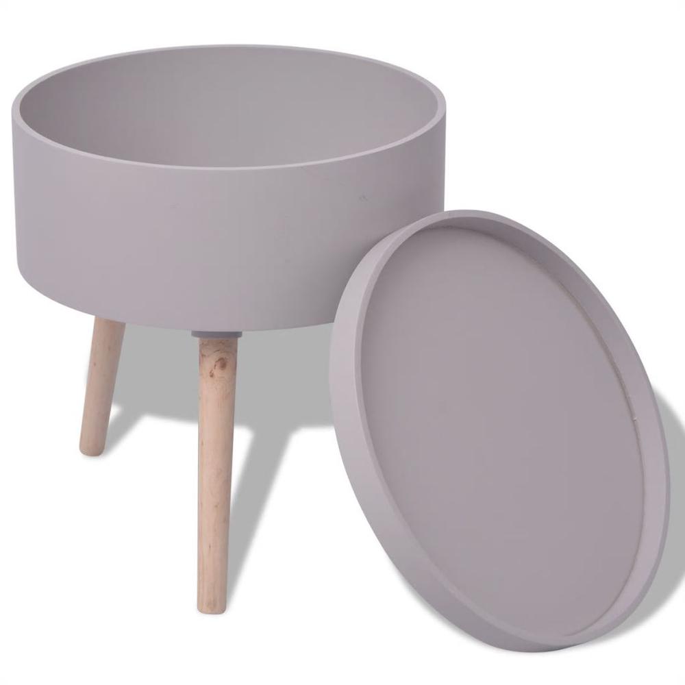 vidaXL Side Table with Serving Tray Round 15.6"x17.5" Gray, 243404
