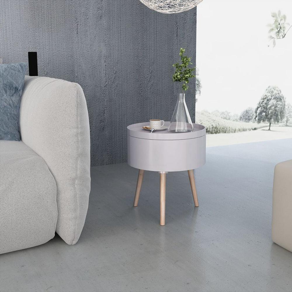 vidaXL Side Table with Serving Tray Round 15.6"x17.5" Gray, 243404