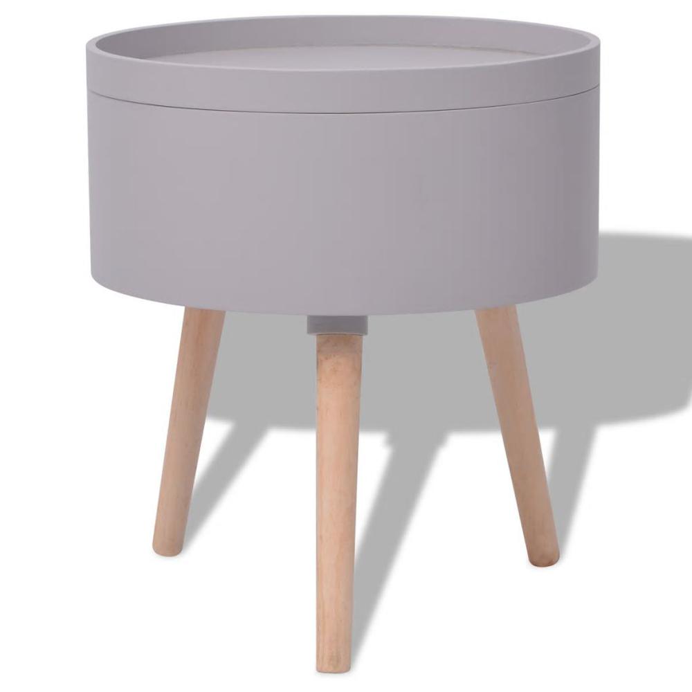 vidaXL Side Table with Serving Tray Round 15.6"x17.5" Gray, 243404