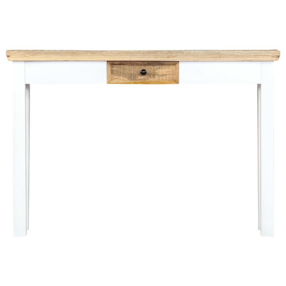 vidaXL Console Table White and Brown 43.3"x13.7"x29.5" Solid Mango Wood, 247737