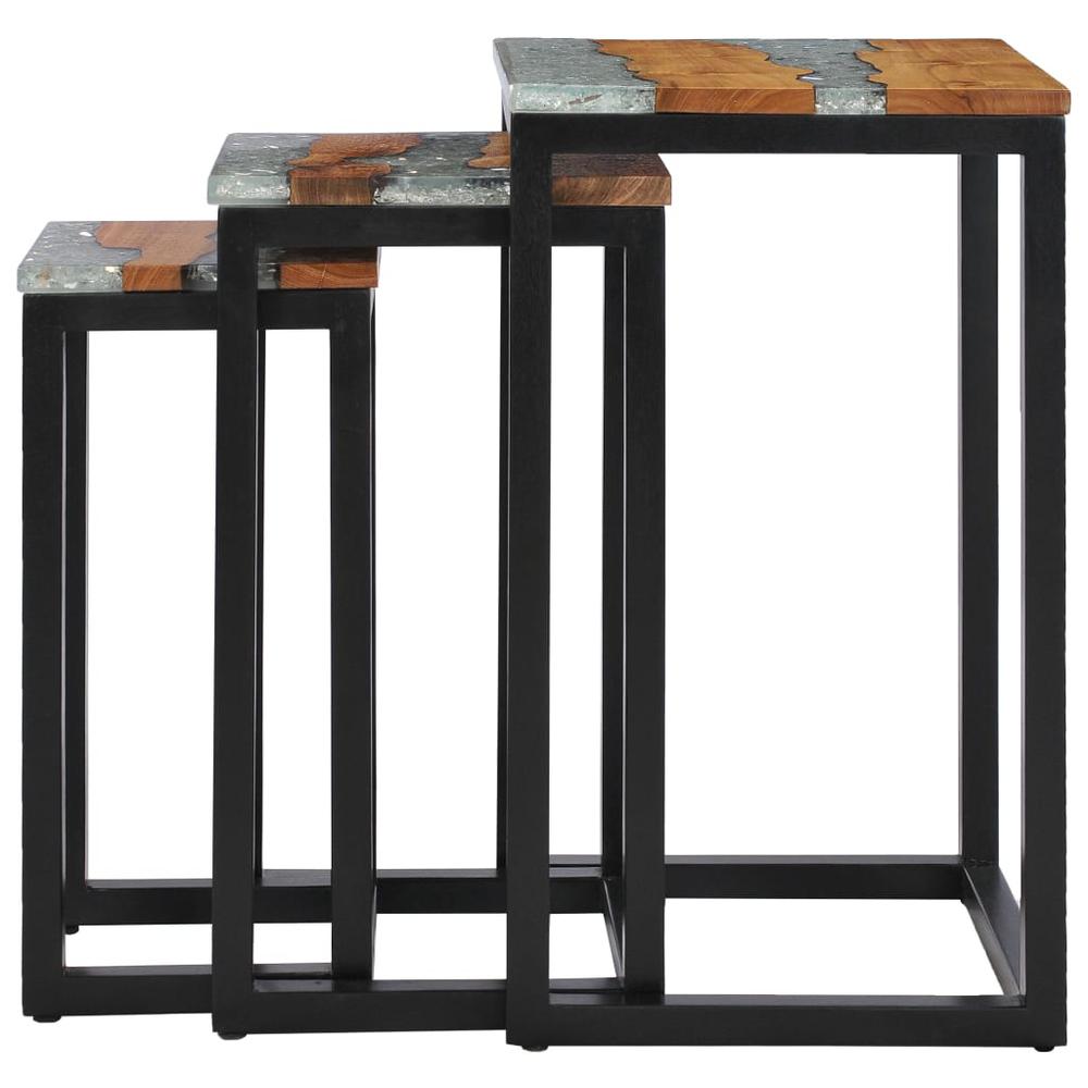 vidaXL Nesting Tables 3 pcs Solid Teak Wood and Polyresin, 281648