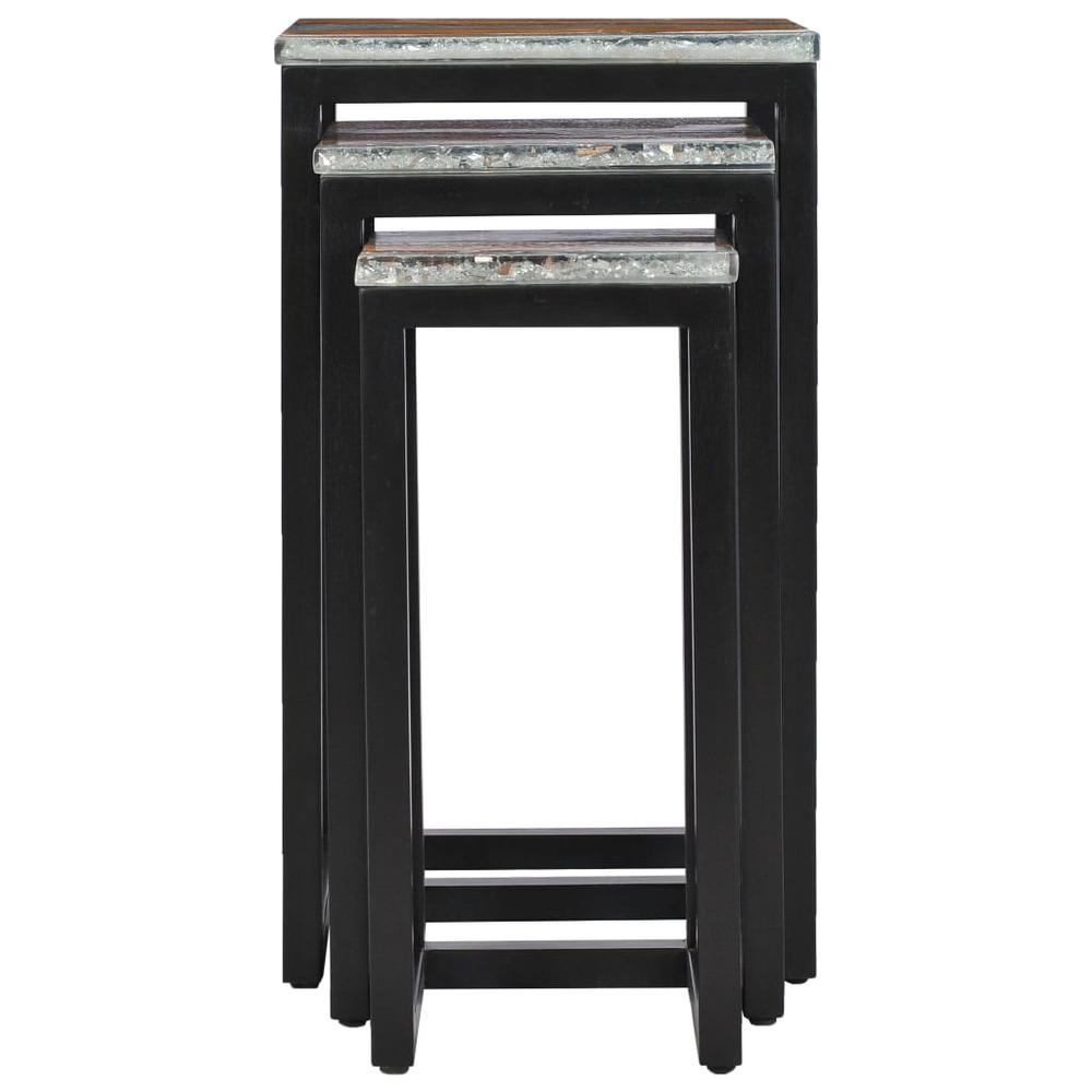 vidaXL Nesting Tables 3 pcs Solid Teak Wood and Polyresin, 281648