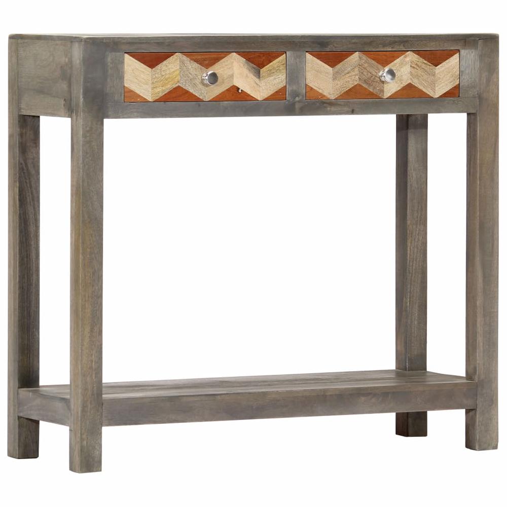 vidaXL Console Table Gray 33.9"x11.8"x29.9" Solid Mango Wood, 282737