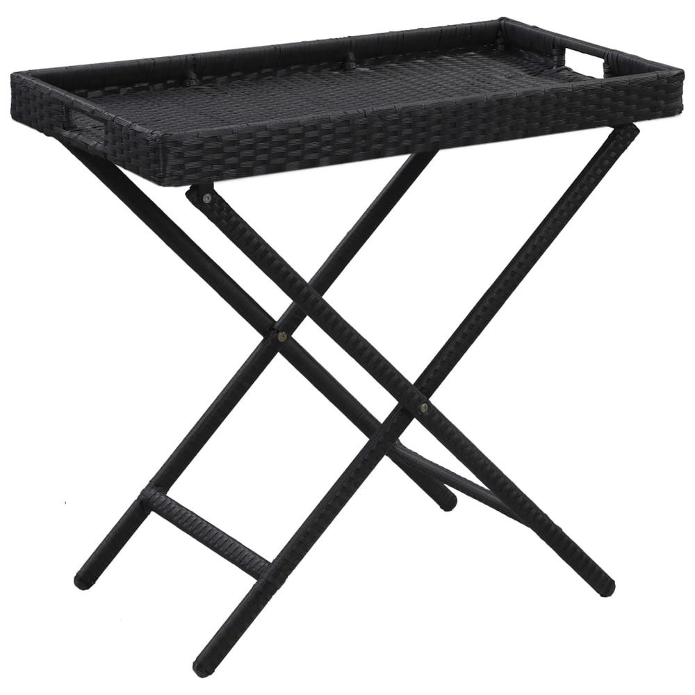 vidaXL Folding Table Black 31.5"x17.7"x29.5" Poly Rattan, 46980