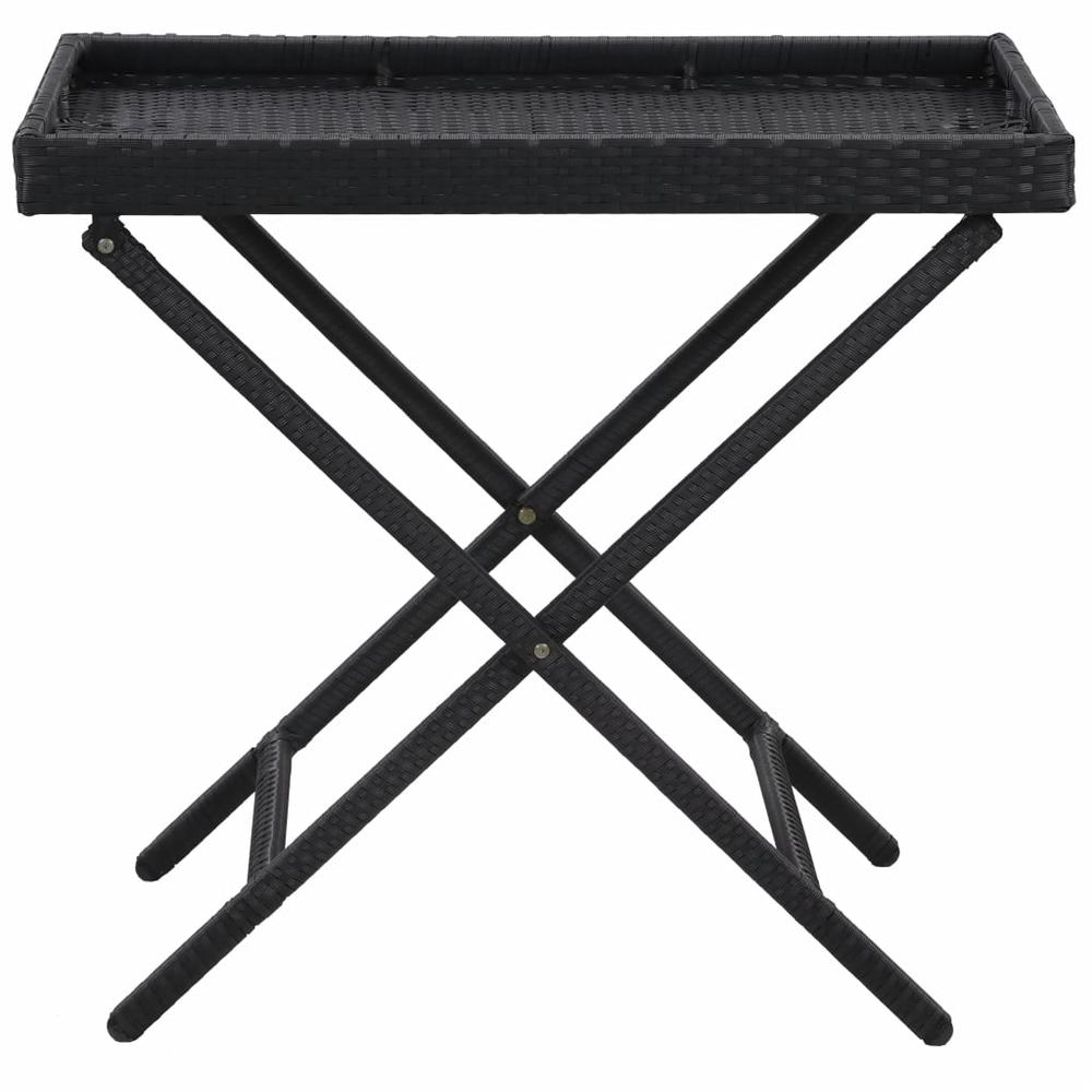 vidaXL Folding Table Black 31.5"x17.7"x29.5" Poly Rattan, 46980