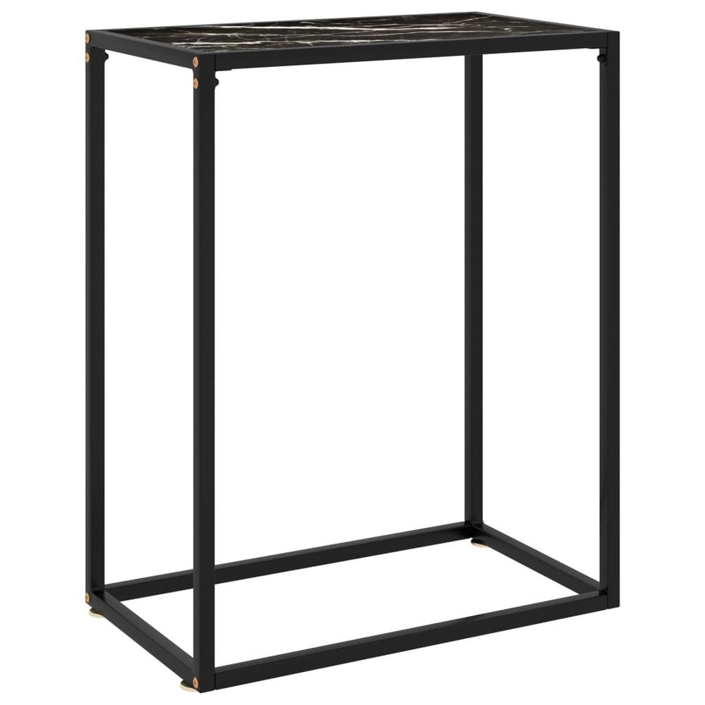 vidaXL Console Table Black 23.6"x13.8"x29.5" Tempered Glass 2806