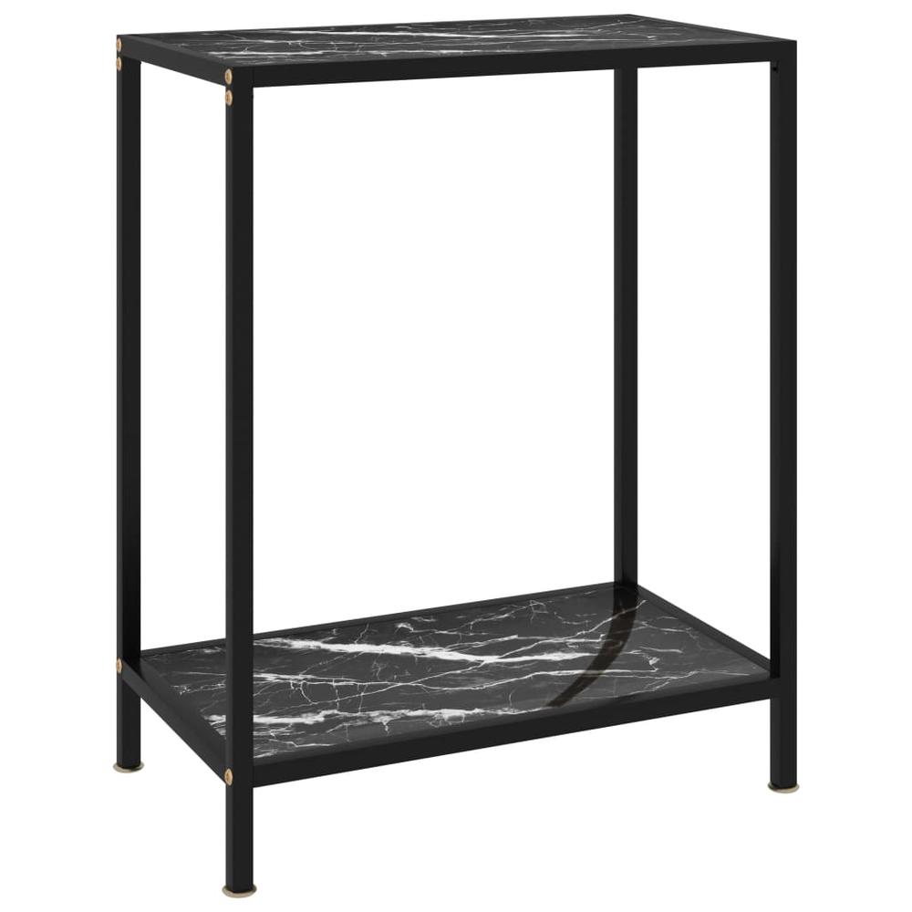 vidaXL Console Table Black 23.6"x13.8"x29.5" Tempered Glass 2830