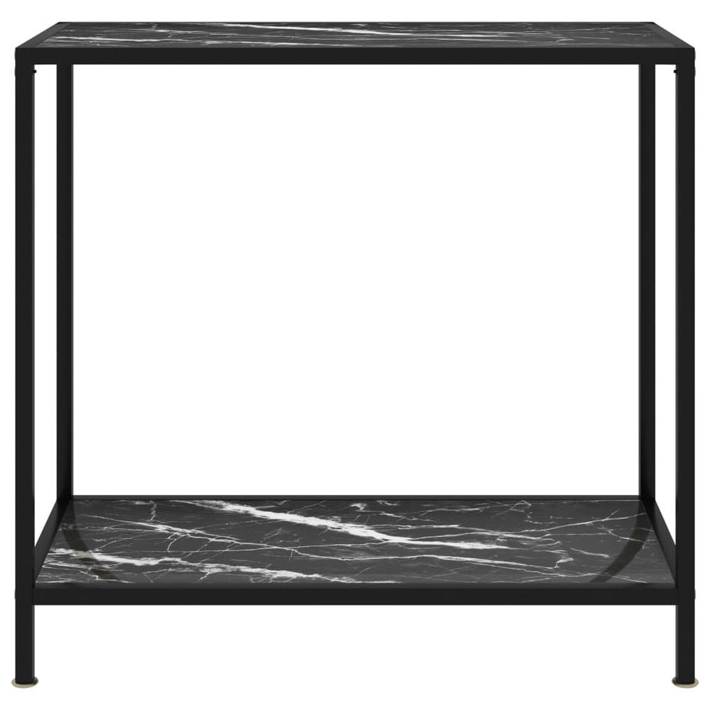 vidaXL Console Table Black 31.5"x13.8"x29.5" Tempered Glass 2834