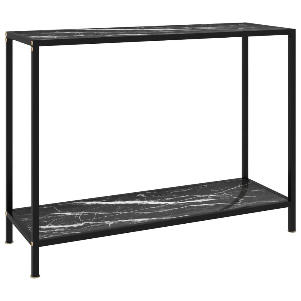 vidaXL Console Table Black 39.4"x13.8"x29.5" Tempered Glass 2838