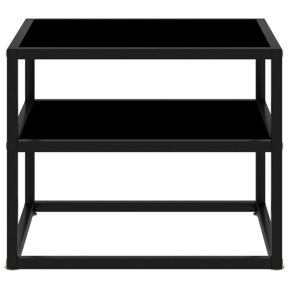 vidaXL Console Table Black 19.7"x15.7"x15.7" Tempered Glass 2852