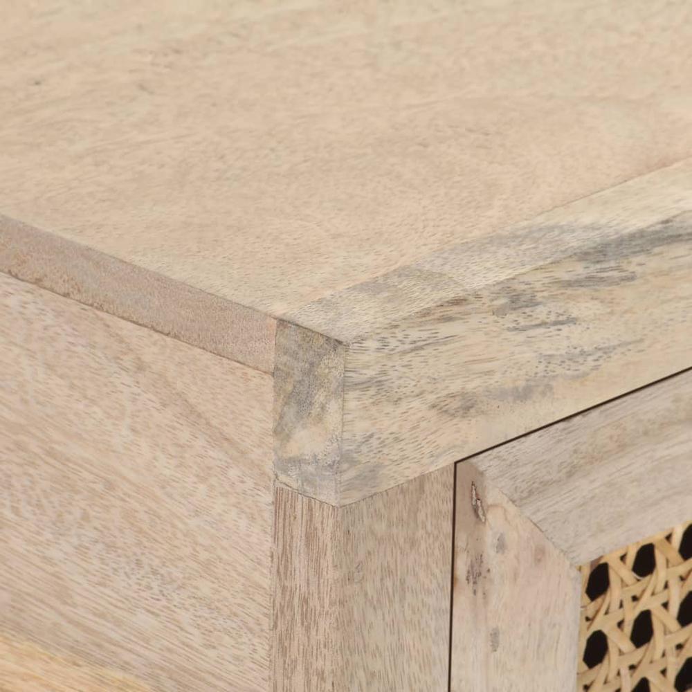 vidaXL Console Table 39.4"x13.8"x29.9" Solid Mango Wood and Natural Cane 3512
