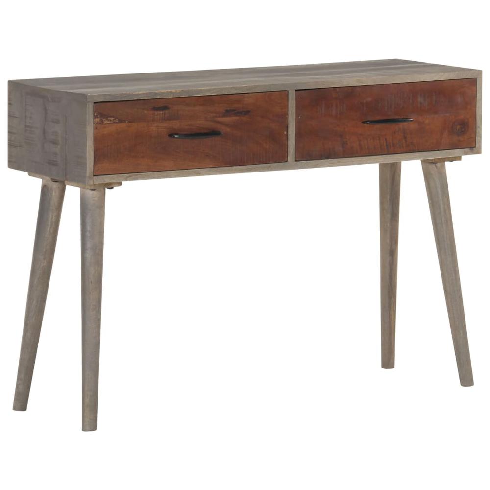 vidaXL Console Table Gray 43.3"x13.8"x29.5" Solid Rough Mango Wood, 321807