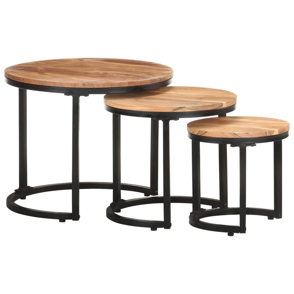 vidaXL Side Tables 3 pcs Solid Acacia Wood 0687