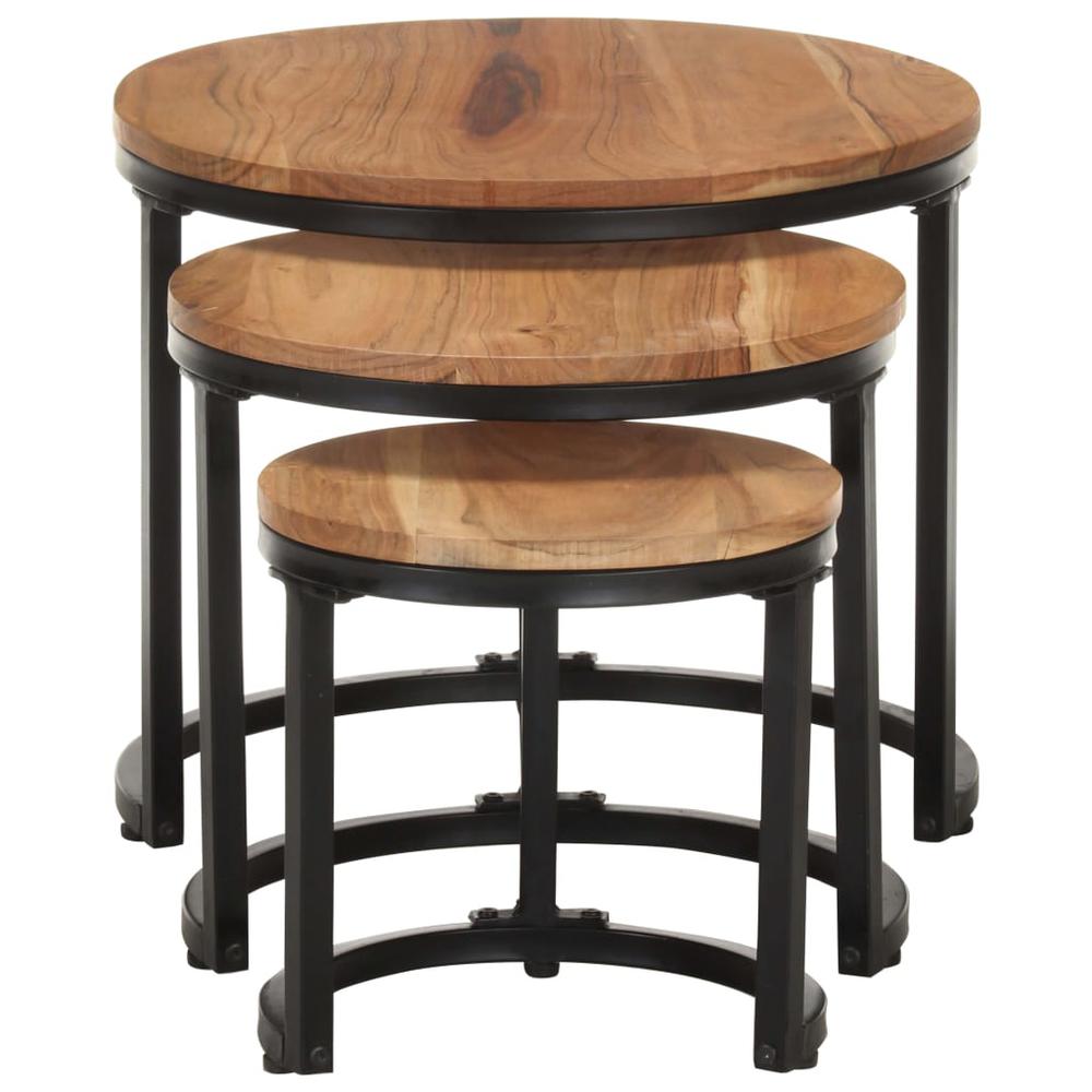 vidaXL Side Tables 3 pcs Solid Acacia Wood 0687