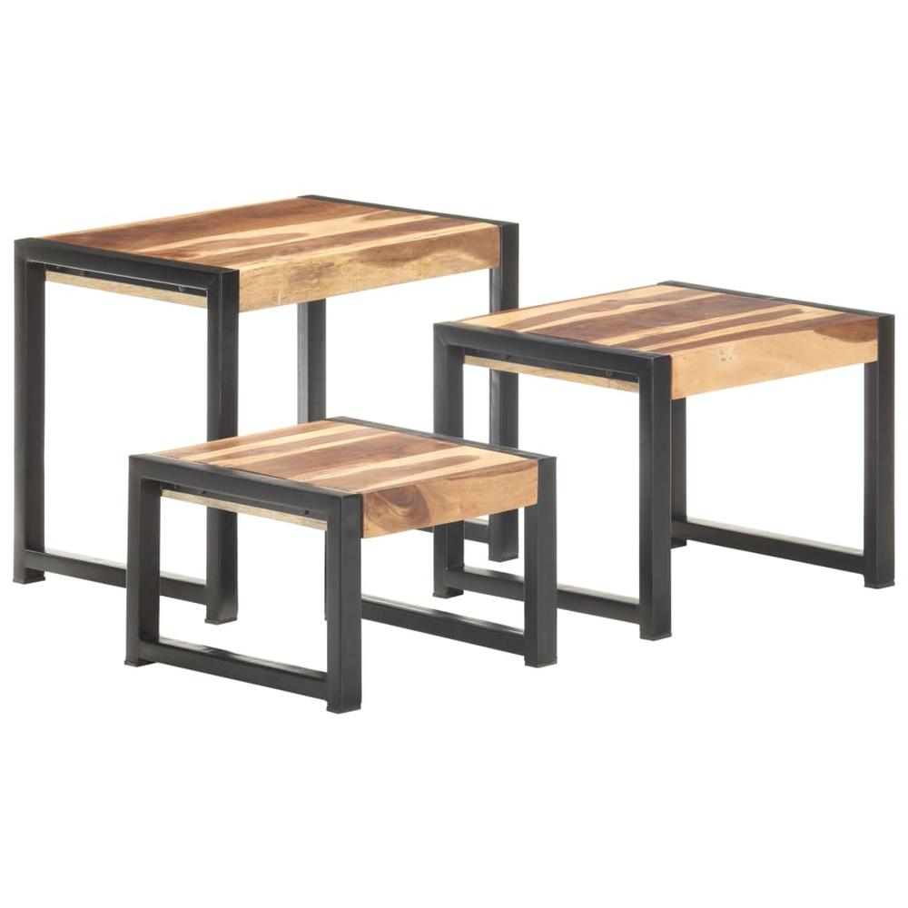 vidaXL Nesting Tables 3 pcs Solid Wood with Sheesham Finish, 321552
