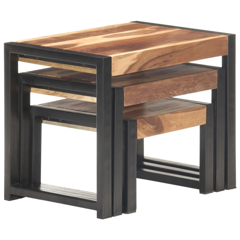 vidaXL Nesting Tables 3 pcs Solid Wood with Sheesham Finish, 321552