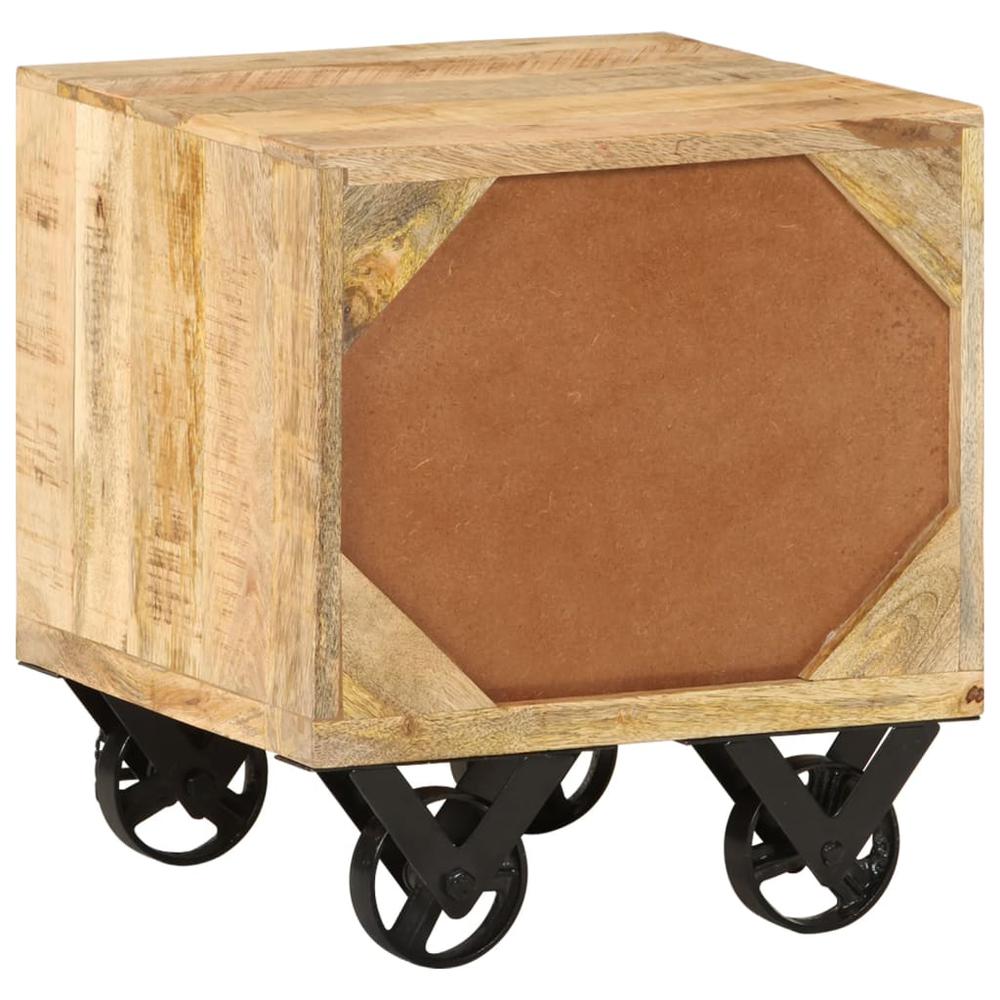 vidaXL Side Table with Drawer Wheels Solid Mango Wood 15.7"x15.7"x17.7"
