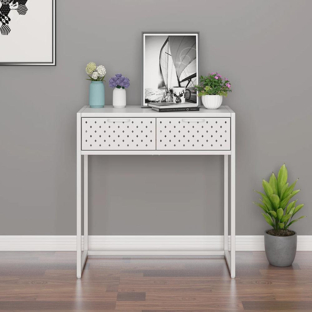 vidaXL Console Table White 28.3"x13.8"x29.5" Steel