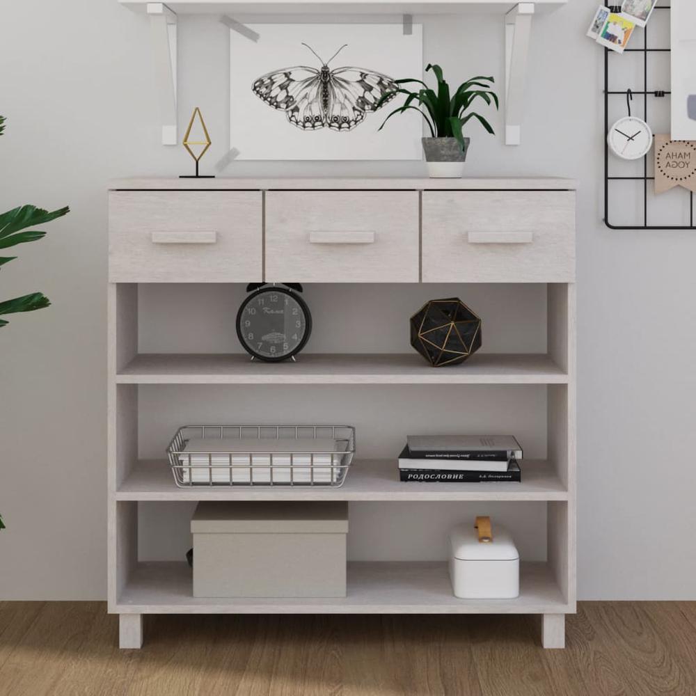 vidaXL Console Table White 35.4"x13.8"x35.4" Solid Wood Pine