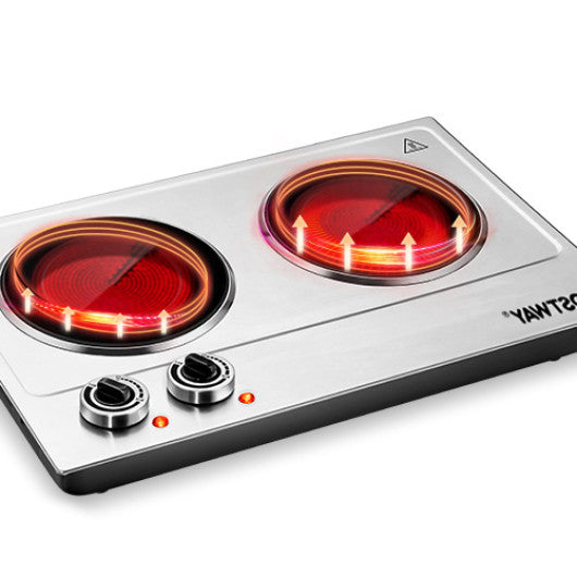 1800W Stainless Steel Infrared Cooktop with Non-slipping Feet and Adjustable Temperature