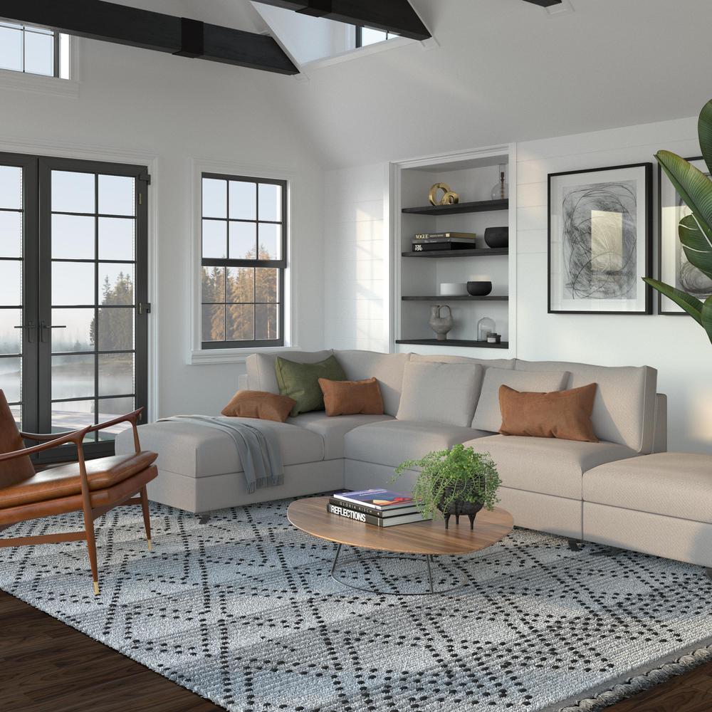 Vail Dowlan Gray and Charcoal - Wool and Cotton Area Rug with Tassels, 5' x 8'
