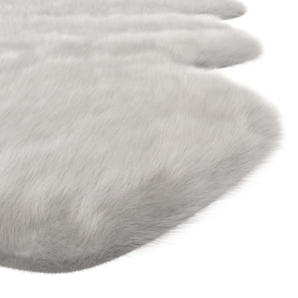 Gloss White Faux Fur Area Rug, 6' x 7'5"