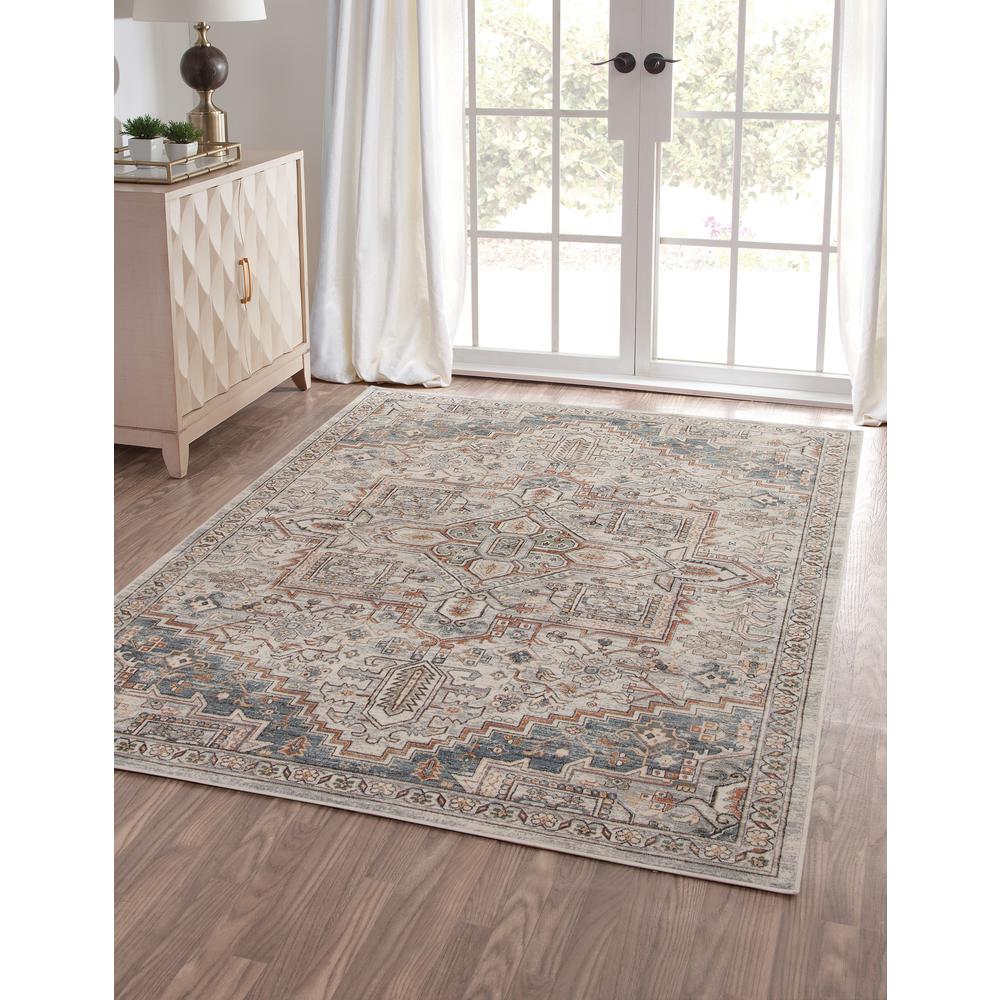 Sonoma Emperial Natural/ Rust/ Blue Viscose Area Rug, 7'10" x 10'1"