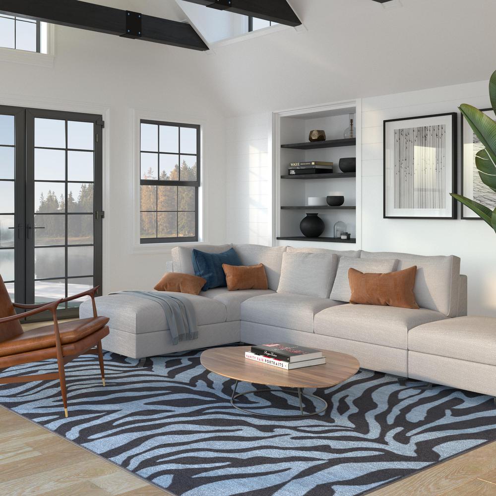 Sonoma Tabora Blue and Black Viscose Area Rug, 7'10" x 10'9"