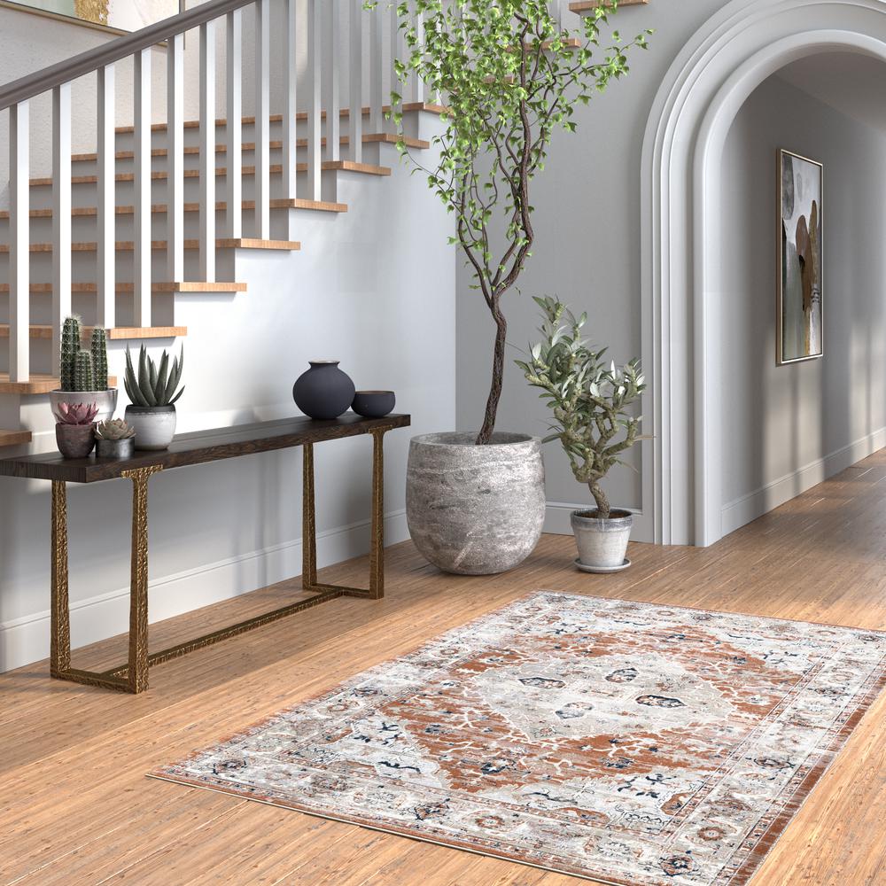 Summit Rawlins Rust/Natural/Blue Area Rug, 3'11" x 5'7"