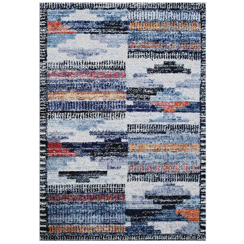 Sedona Larkin Blue, Multi-color Polyester Area Rug, 5'3" x 7'6"