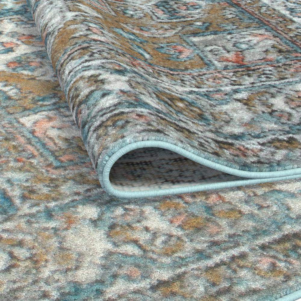 Laguna Highland Blue/Natural/Coral/Ivory Area Rug, 4' x 6'