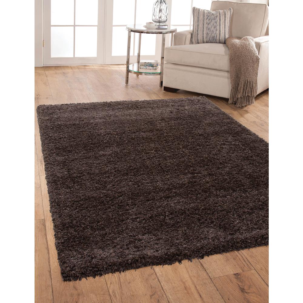 Comfort Shag Chocolate Olefin Area Rug, 7'10" x 10'6"