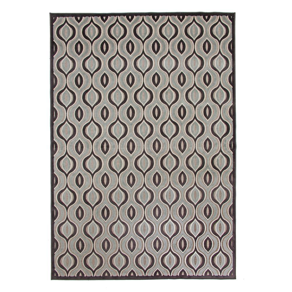 Napa Davlin Black/Aqua/Grey Area Rug, 5'3" x 7'6"