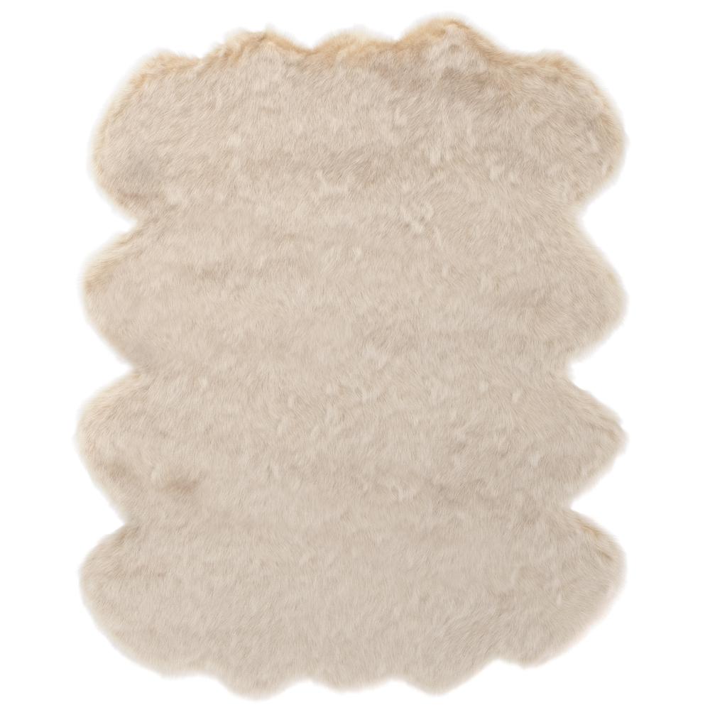 Gloss Beige Faux Fur Area Rug, 2' x 3'