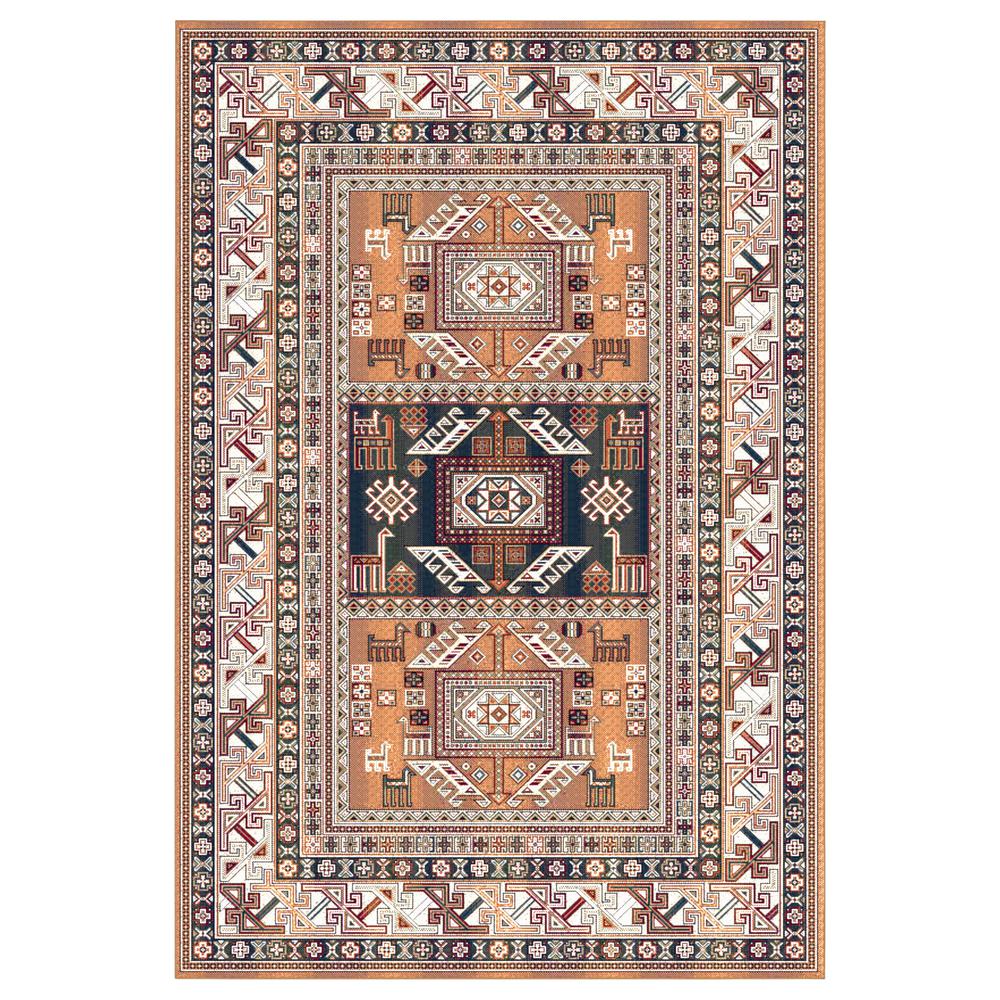 Sonoma Myan Aqua/Rust/Black/Ivory Area Rug, 3'11" x 5'7"