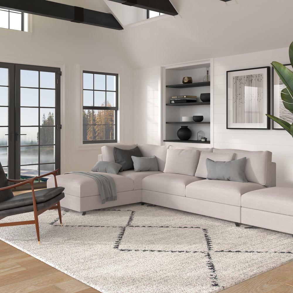 Granada Jewels Ivory, Grey, and Charcoal Olefin Shag Area Rug, 7' 10" x 10' 10"