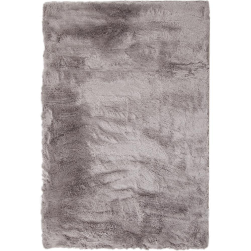 Mink  Silver Faux Fur Area Rug, 5' x 8'