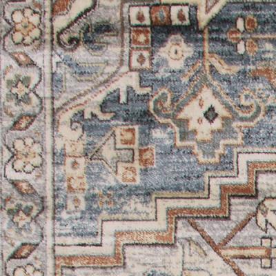 Sonoma Emperial Natural/ Rust/ Blue Viscose Area Rug, 5'3" x 7'6"
