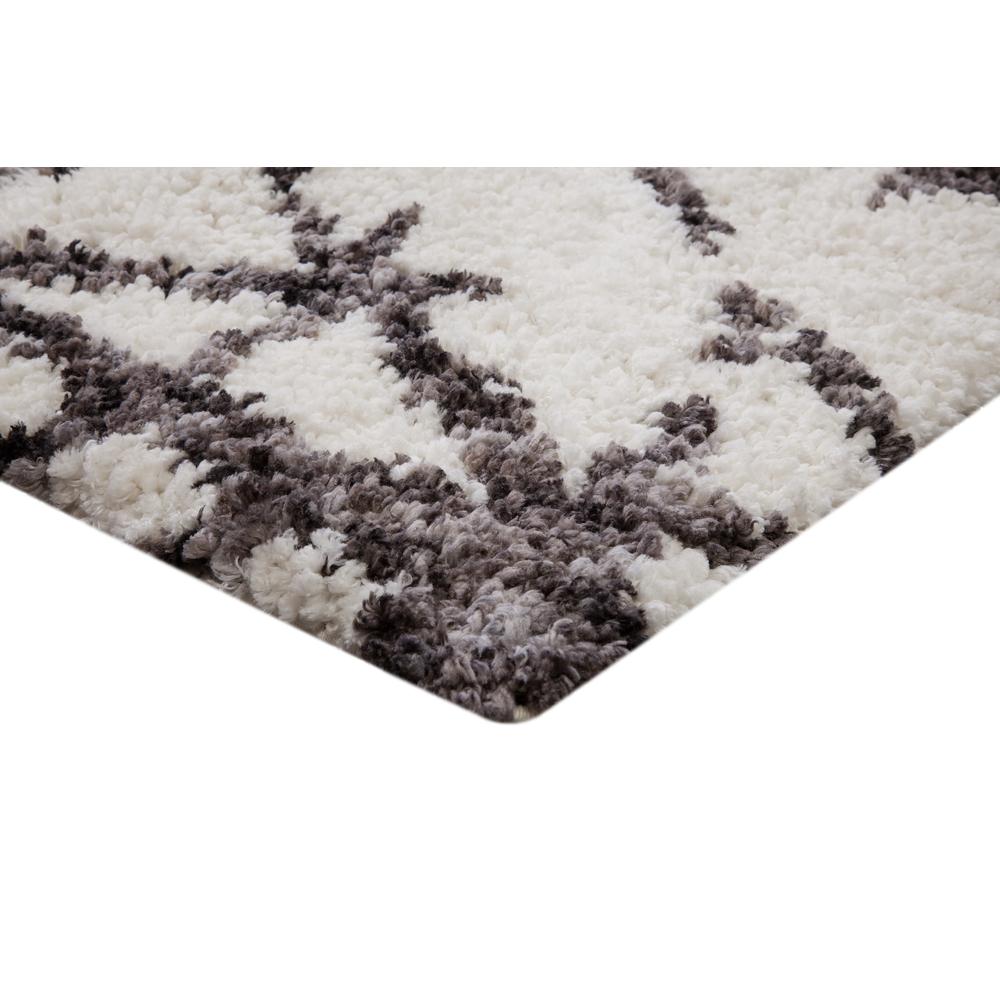 Oasis Juno White and Dark Gray Polyester Area Rug, 5'3 x 7'6"