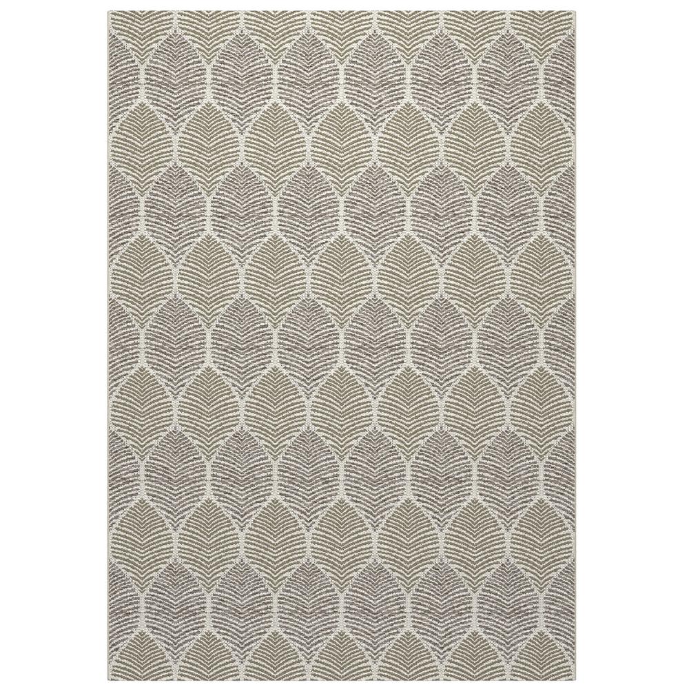 Coastal Foliage White, Sand Indoor/ Outdoor Polypropylene Area Rug, 7'10 x 10'