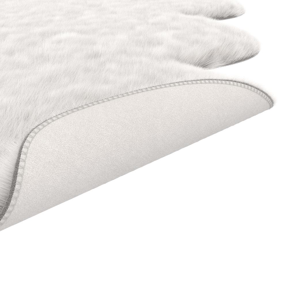 Gloss White Faux Fur Area Rug, 6' x 7'5"