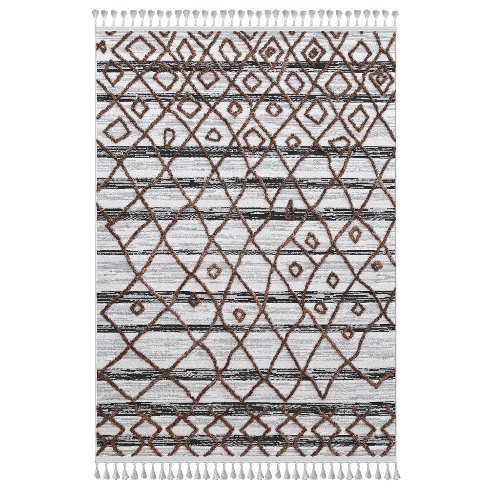 Canyon Directions White and Black Polyester Rug, 7'10" x 10'1"