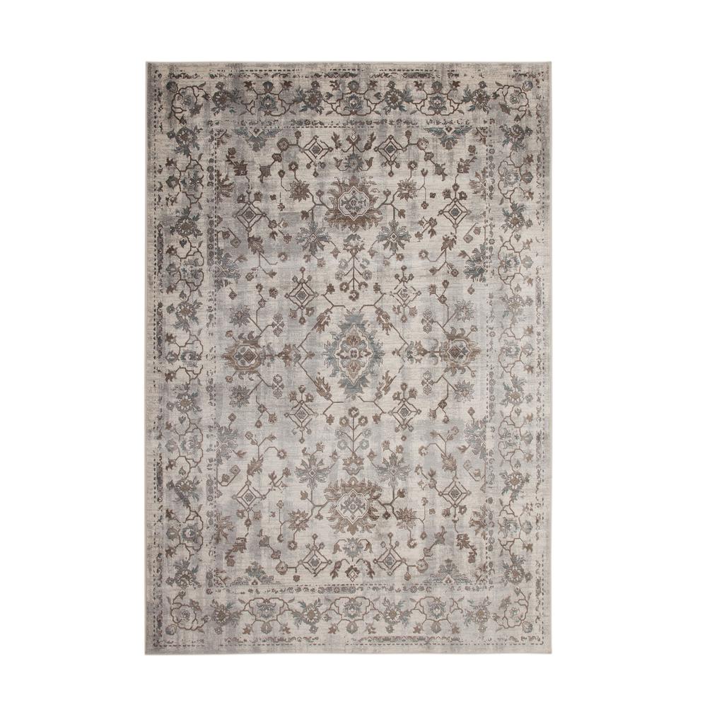 Sonoma Clayton Grey, Ivory, Brown, and Blue Area Rug, 7'10" x 10'1"